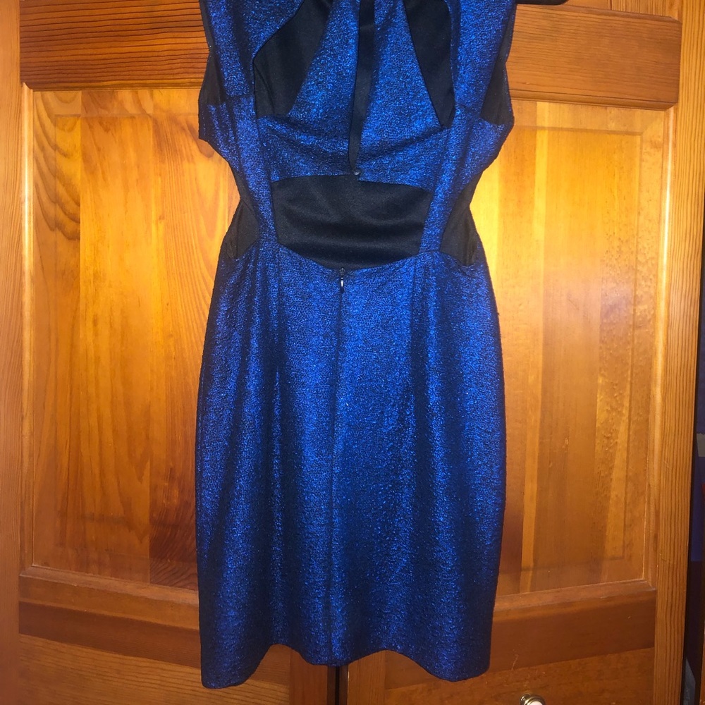 Blue cobalt cut out bodycon dress high neck - Picture 4 of 10